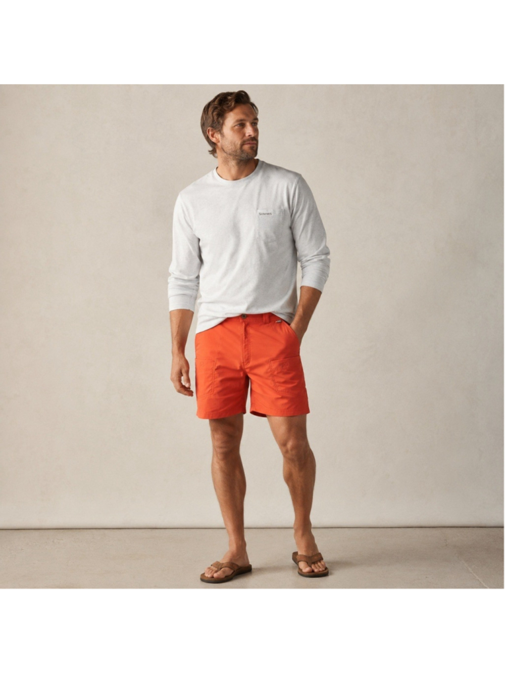 Simms High Water Cargo Shorts Spiced Coral Fishing Utility Shorts XL